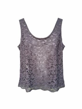 Lord & Taylor Black Lace Scoop Neck Tank